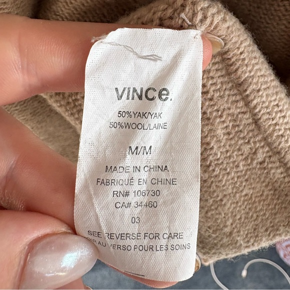 VINCE Sophie Yak-Wool Hooded Cardigan in Wheat Tann - Picture 8 of 9